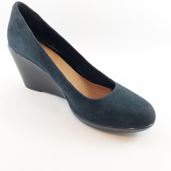 clarks navy suede court shoes